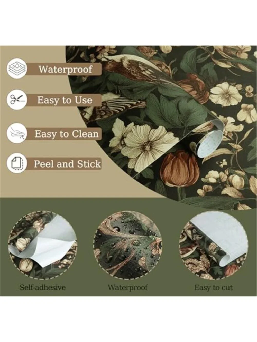 Floral Bird Peel And Stick Wallpaper Vintage Removable Contact Paper Decor